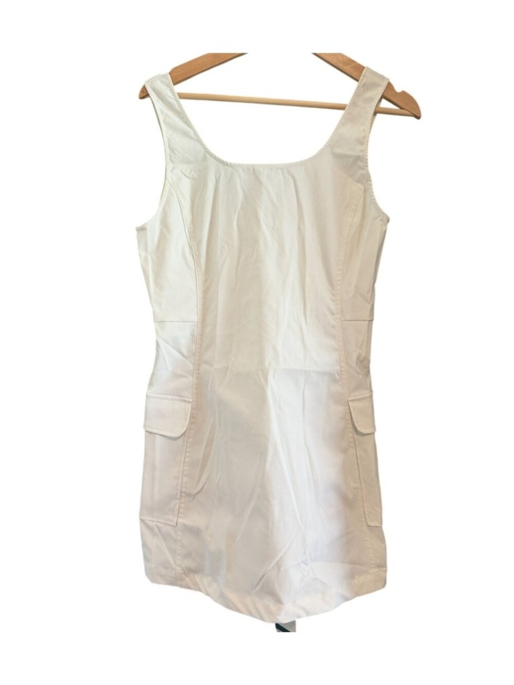 Halara White Cargo Pockets Back Zipper Tank Dress Size Small NWT